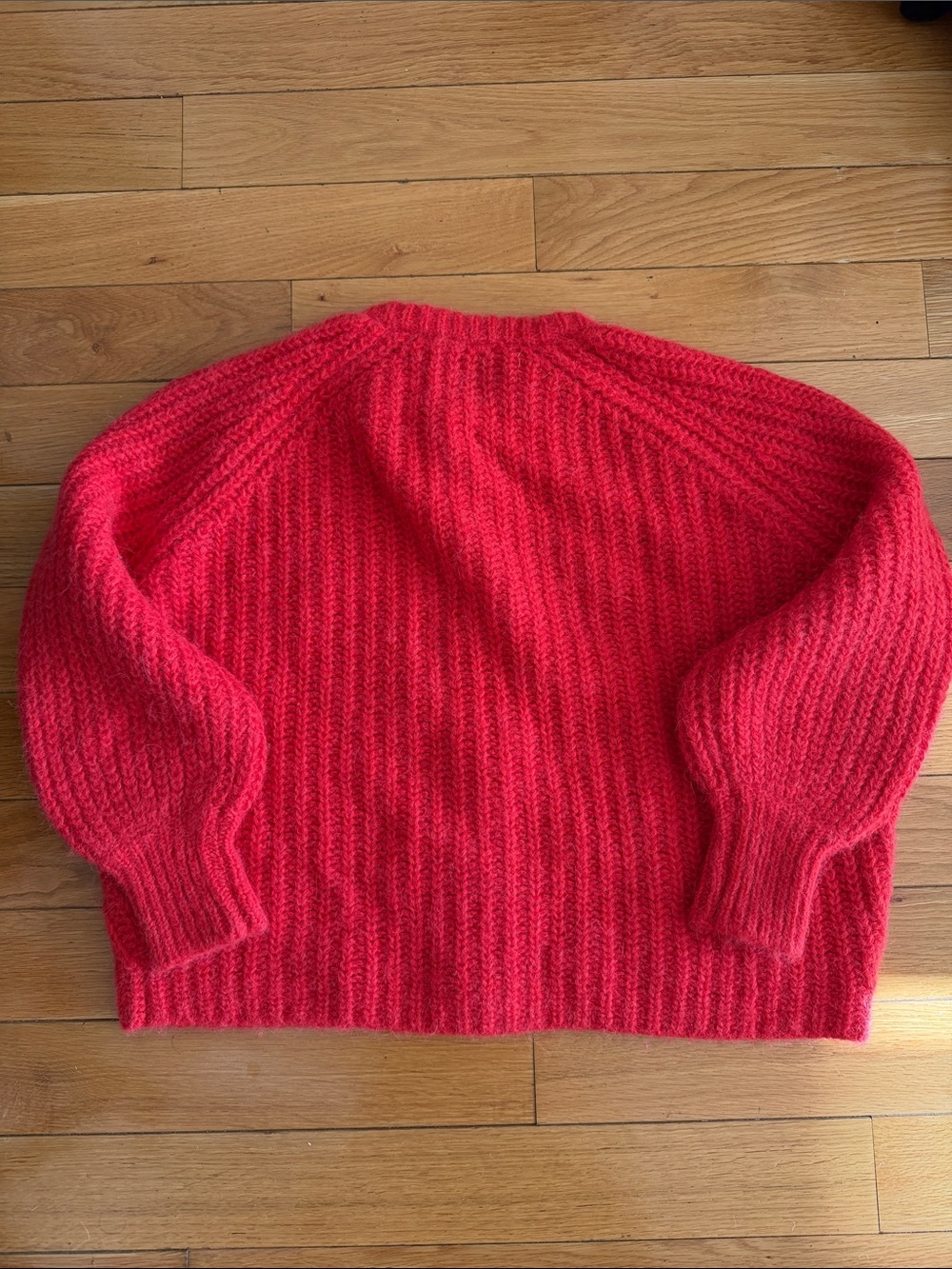 Sézane Emile Red Women’s Button-Front Knit Cardigan Sweater - Picture 3 of 3